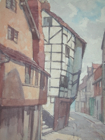 English watercolour by Edward Hickling A street scene professionally mounted