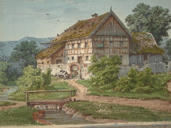 An original watercolour of a continental scene profesionally mounted