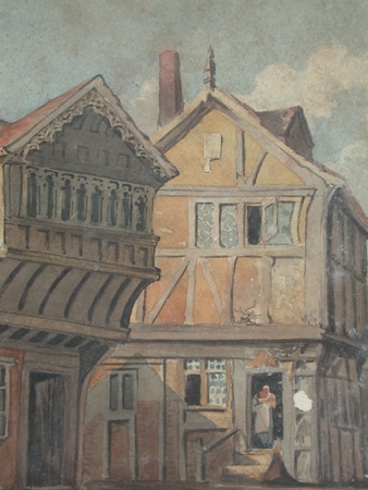 Original watercolour continental street scene  professionally mounted