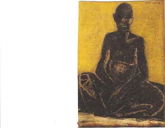 Floris Jespers Belgium 1889-1906 Zittende Man , Congo oil on canvas laid down on board signed Jes...