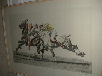 Polo print after Francisque Rebour inscribed sigend Cariola Lucas NYC 1985 framed