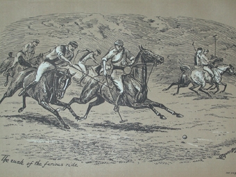 Cuthbert Bradley antique print The rush of the furios ride circa 1893professionally mounted