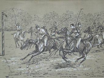 Cuthbert Bradley antique print The winning goal for the 9th Lancers professionally mounted
