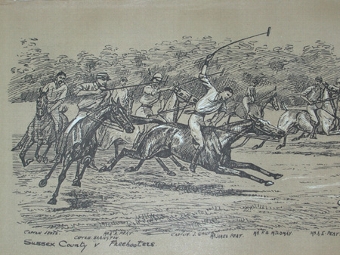 Cuthbert Bradley antique print circa 1893 Sussex county V Freebooters professionally mounted