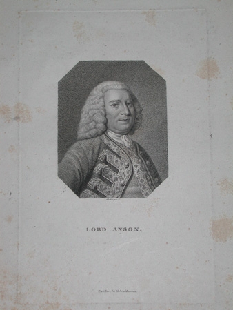 A good engraved book plate of Lord Anson professionally mounted