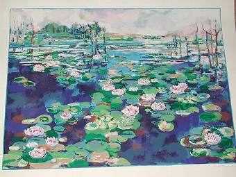 A 20th century lithograph of a lilly pond artists proof numbered 13/50unframed and signed