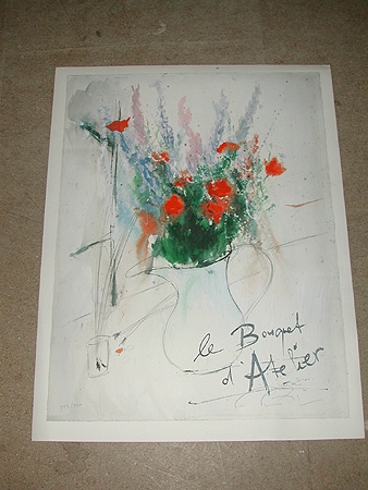 A 20th century lithograph titled Le Bouquet d'atelier numbered 229/500 unframed