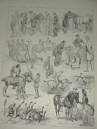 A  19th century engraving Sketches at the Polo Race at Hurlingham signed Courbould professionally...
