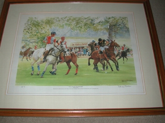 A limited edition print by Edwin Straker signed and numbered number 1 Polo at Kirklington Park wi...
