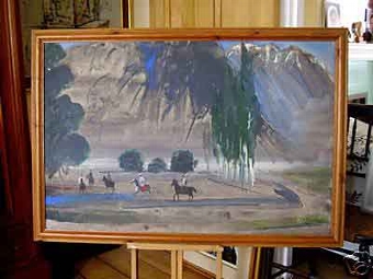 Oleg Mingalev (Mingaleff) Ukranian 20th century Polo in the Indian mountains