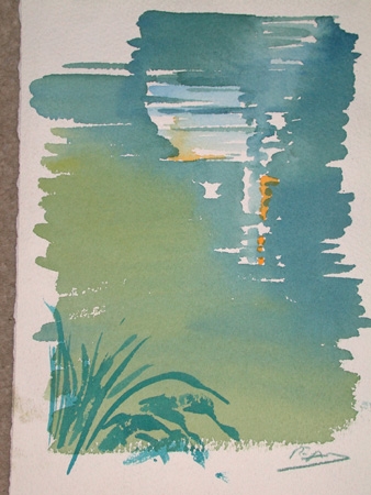 The lake original professionally mounted water colour by Australian artist kevin Pearsh