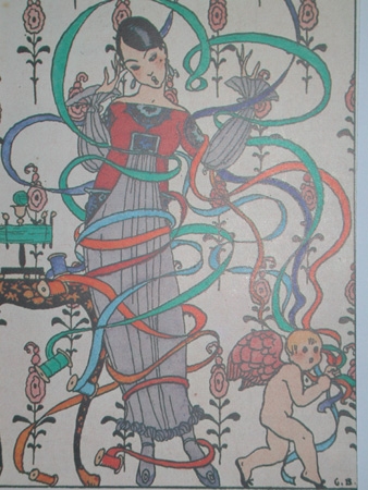 Fantasy on the theme of ribbons a reproduction print from the 1918 issue of the Guirlande des Moi...
