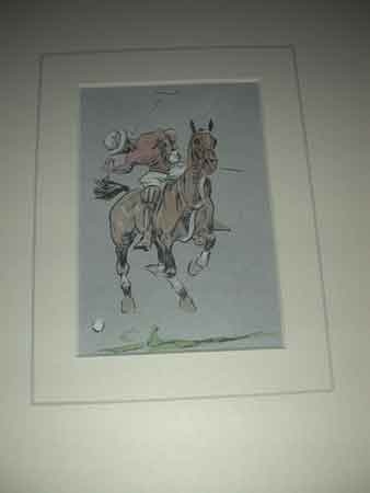 John Board English 20th century A polo artist A coloured print in a cream mount with hand painted...