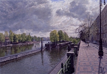 Clive Head, English 20th century, The Vtlava, Sunshine after Rain 2004 acrylic on paper. SOLD PLE...