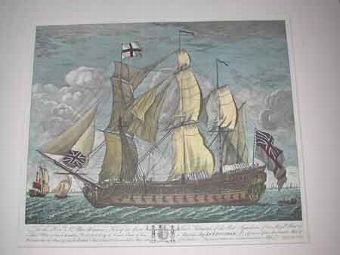 Her Majestys ship The Invincible 74 guns primt