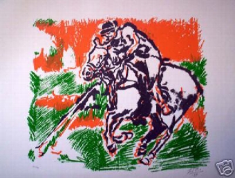 To celebrate the anniversary of polo 1869-1999 a lithographic print signed F Vio 99 and numbered ...