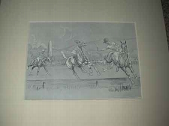 John Board English 20th century a polo illustration mounted in a cream mount ready for framing