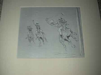John Board English 20th century polo illustration mounted in a cream mount ready for framing