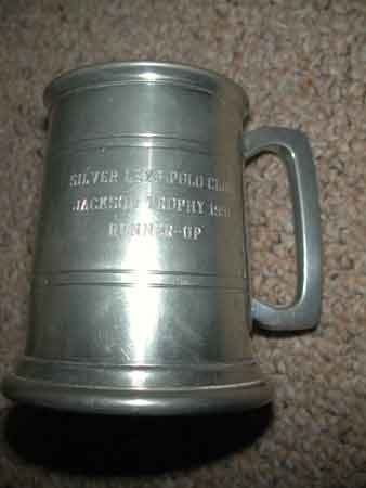 Pewter tankard Sheffield Englad inscribed Silver  Leys polo club Jackson trophy 1991 Runners up