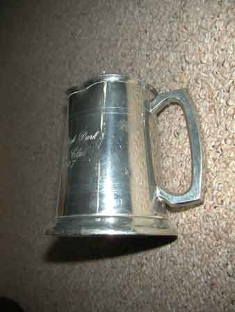 Edwin Blyde pewter polo trophy Sheffield England Stone leigh Park Polo Club 1997 damaged as shown