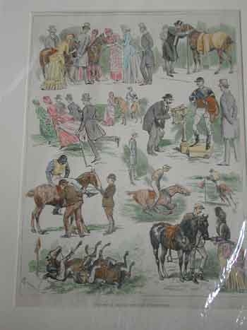 Hand coloured sketches at the polo race at Hurlingham 