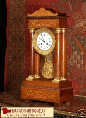 EARLY ANTIQUE FRENCH ROSEWOOD ORMOLU PORTICO CLOCK 1840