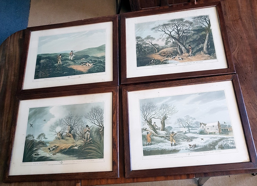 Antique Set of 4 Hunting Prints