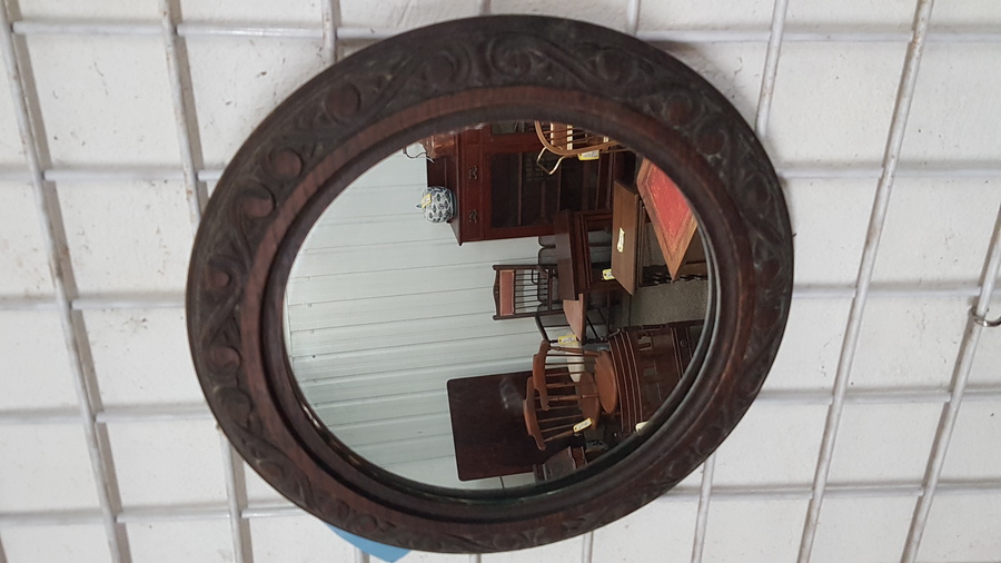 Antique Small Circular Mirror 