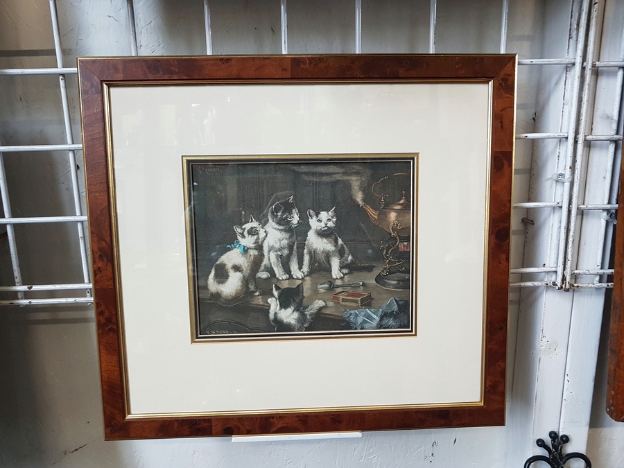Antique Framed Cat Picture