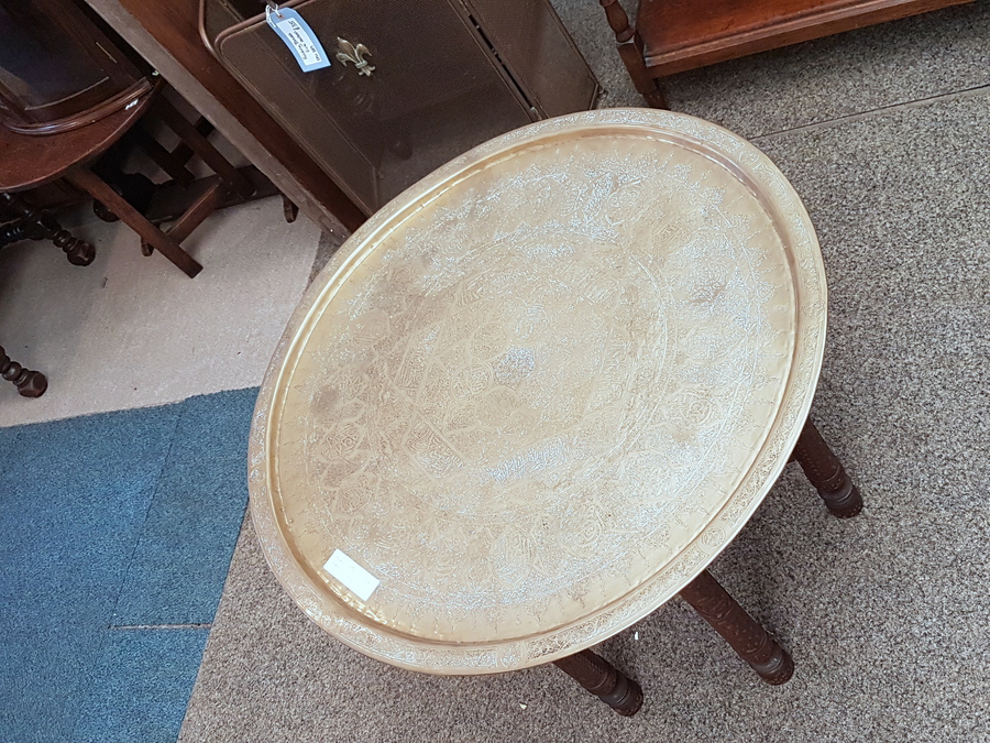 Antique Indian Brass Top Table