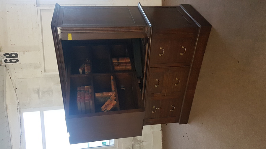 Antique Oak Bookcase Tv Cabinet 