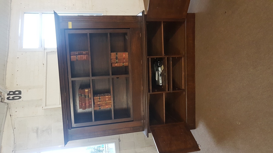 Antique Oak Bookcase Tv Cabinet 