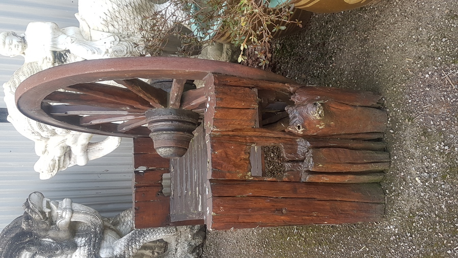 Antique Cart Wheel Garden Bench