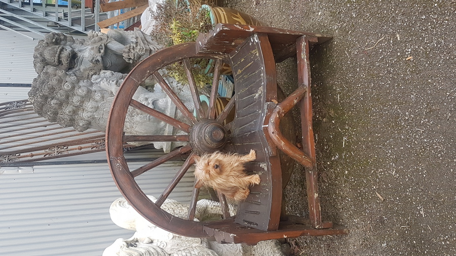 Antique Cart Wheel Garden Bench