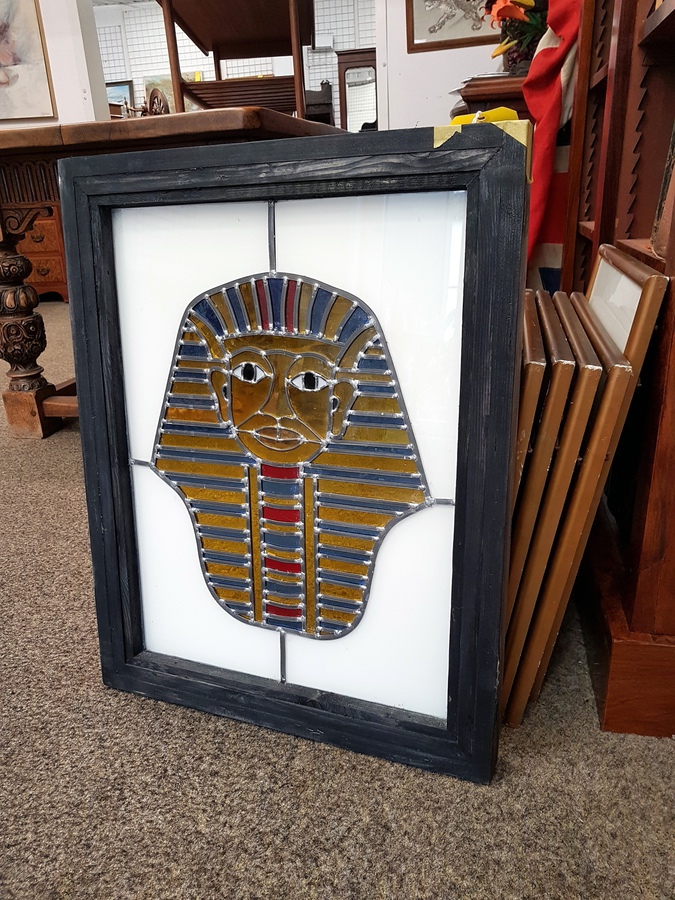 Antique Tutankhamun Stained Glass 