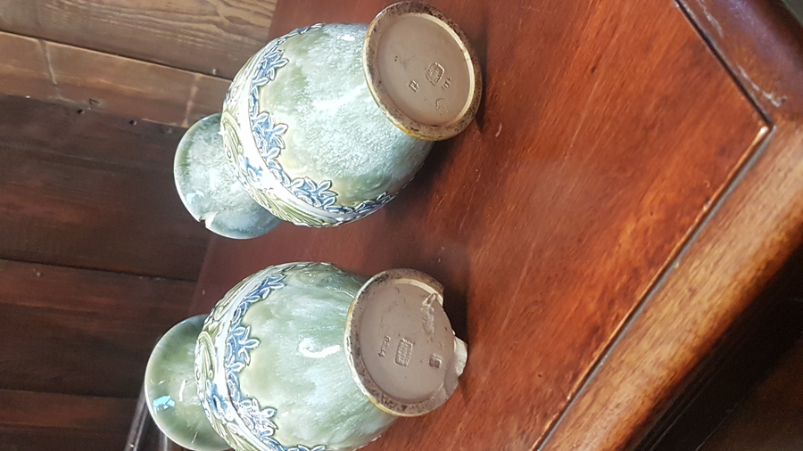 Antique Pair of Doulton Lambeth Vase's 