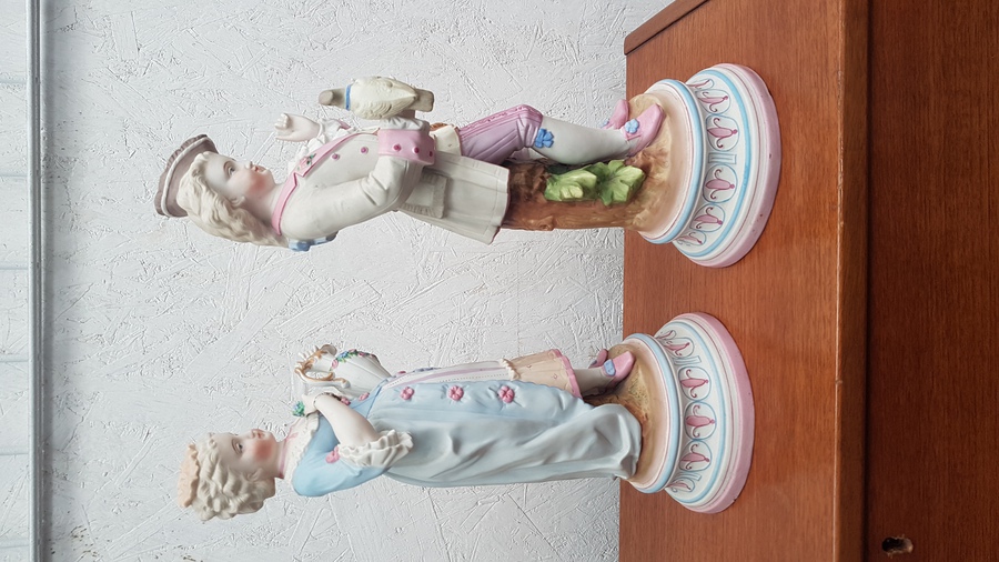 Antique Pair of Bisque Figures 