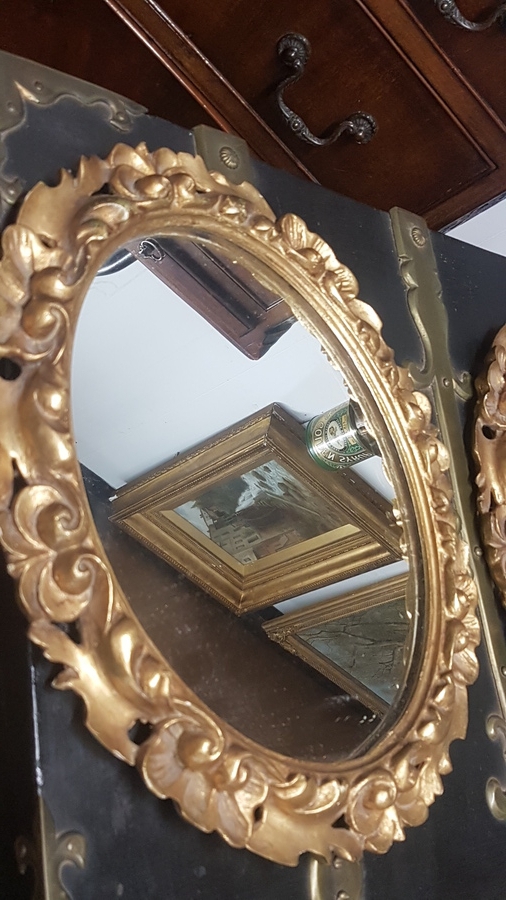 Antique Small Antique Pair of Mirrors 