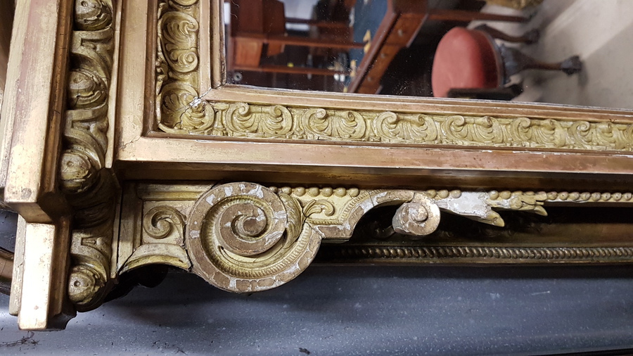 Antique Large Antique Gilt Mirror 