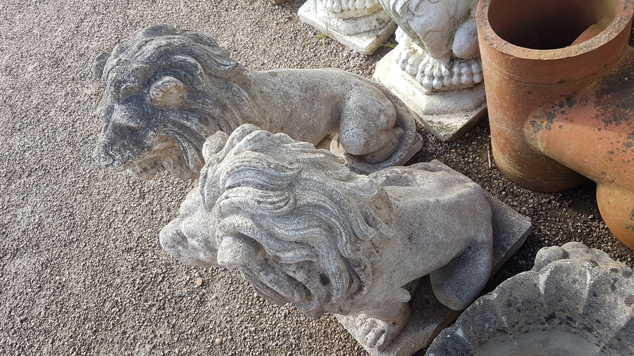 Antique Pair of Garden Lions