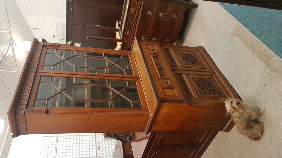 Antique Edwardian Secretaire Bookcase Desk 