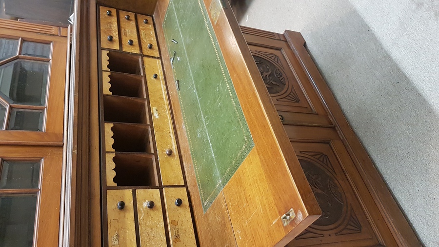 Antique Edwardian Secretaire Bookcase Desk 