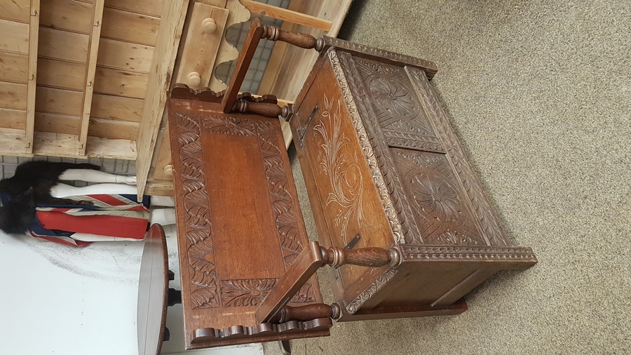 Antique 1920's Monks Bench Table