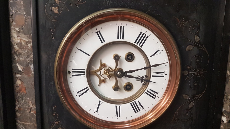 Antique Antique Monumental Specimen Marble Clock 