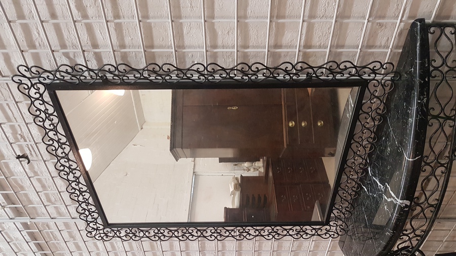 Antique Small Vintage Console Table & Mirror