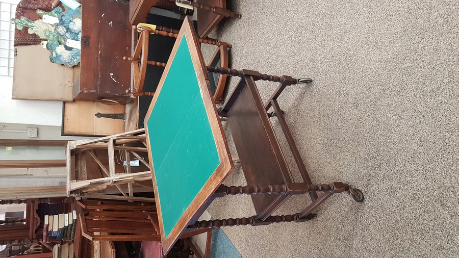 Antique Edwardian Oak Tea Trolley Table