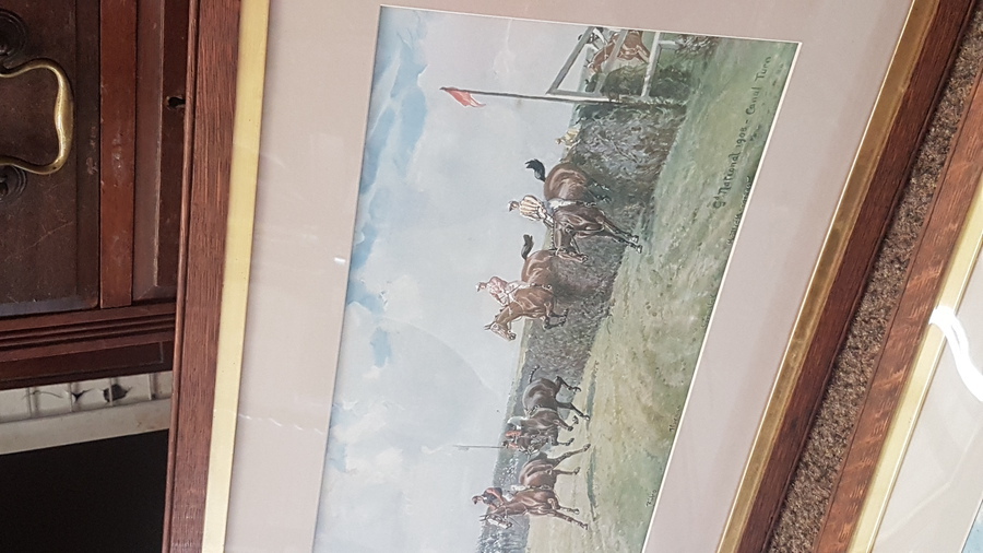 Antique Antique Set of 4 Grand National Horse Racing Prints.