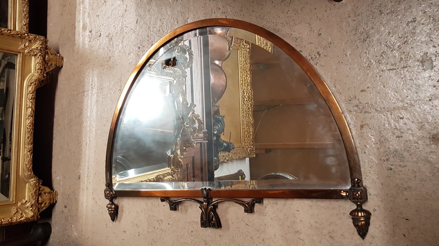 Antique Small Arts & Crafts Copper Wall Mirror 