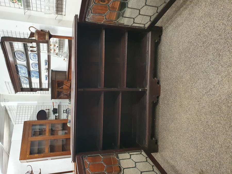 Antique Large Antique Arts & Crafts Oak Bookcase Cabinet 