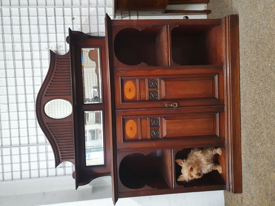 Antique Antique Mirror Back Sideboard Display Cabinet 